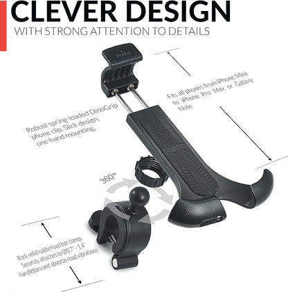 New 2025 Bicycle & Motorcycle Phone Mount - The Most Secure One-Handed Bike Phone Holder for iPhone, Samsung or Any Smartphone. Stress-Resistant and Highly Adjustable. +100 to Safeness & Comfort