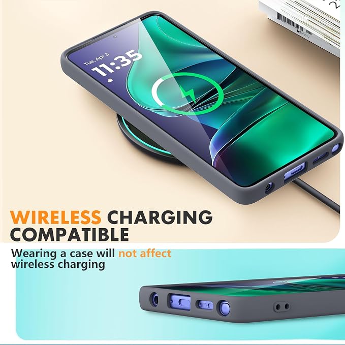 Case for Motorola Moto G Stylus 5G 2025, 2 Pack Tempered Glass Screen Protectors, Soft TPU Liquid Silicone Shockproof Gel Case-Deep Lavender