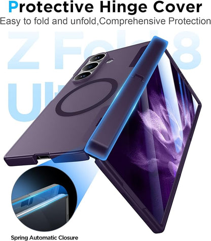 for Samsung Galaxy Z Fold 8 Ultra Case,[Compatible with MagSafe][Built-in HD Screen Protector & Kickstand][Hinge Protection] Translucent Matte Shockproof Phone Case for Z Fold 8 Ultra,Purple
