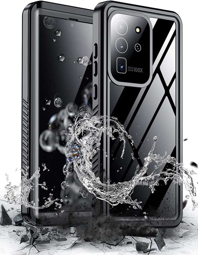 Hualele Waterproof Galaxy S20 Ultra Case, Built in Lens & Screen Protector Rugged Full Body Heavy Duty Protective Shockproof IP68 Underwater Cover for Samsung Galaxy S20 Ultra Black