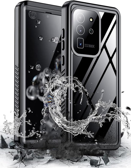 Hualele Waterproof Galaxy S20 Ultra Case, Built in Lens & Screen Protector Rugged Full Body Heavy Duty Protective Shockproof IP68 Underwater Cover for Samsung Galaxy S20 Ultra Black