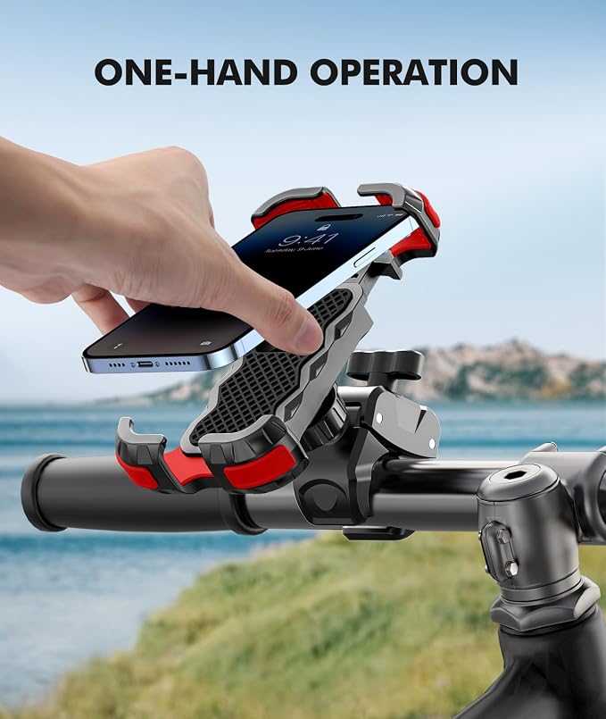 Zewdov Motorcycle Phone Mount [Secure Grip][Anti-Drop], Upgrade Bike Phone Holder [1s Stable Lock], 360° Rotatable Phone Holder for Mountain Bike/ATV/Scooter, Fits for iPhone/Samsung 4.7-6.7"
