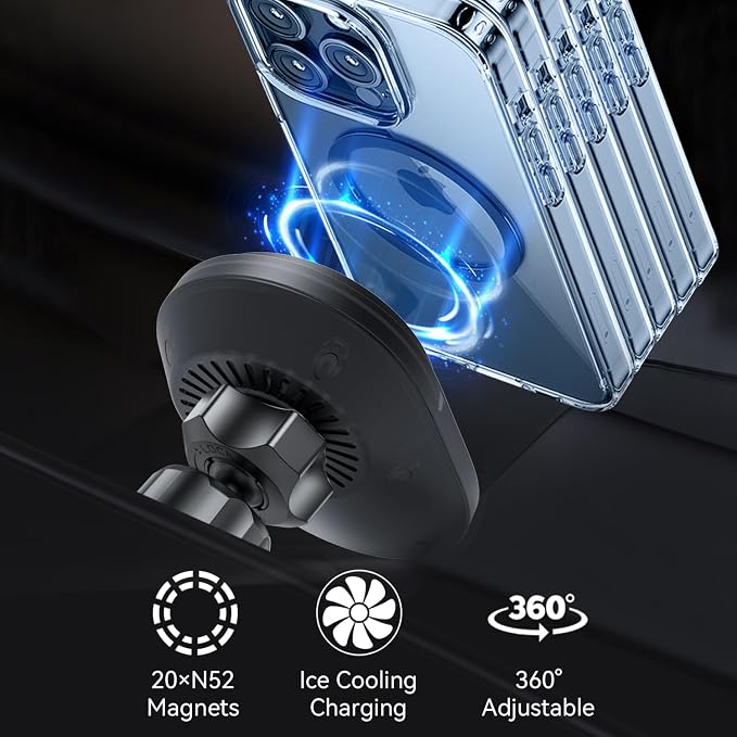 for MagSafe BMW 2/3/4 Series Mount Charger, Exclusive fits for BMW 2 Series 2014-2021, 3 Series 2014-2019 and 4 Series 2014-2020, for iPhone 17-12 Intelligent Heat Dissipation Fast Charging 15W