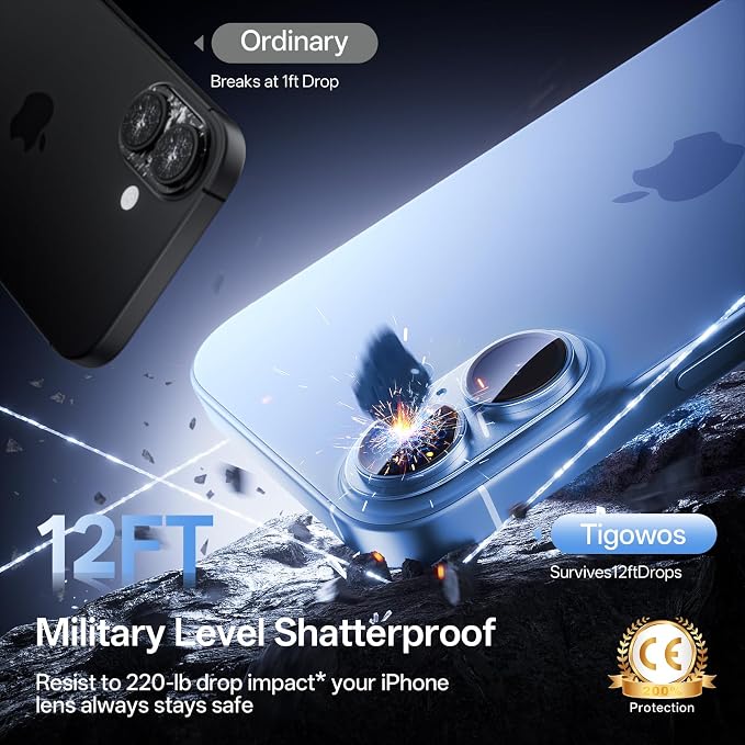 Camera Lens Protector for iPhone 17 6.3"（2025）-Single Piece,Ultra Thin Aluminum Alloy Frame,9H Dual-Strength Glass with 99% AR Light Transmittance,Case Friendly, Light Blue