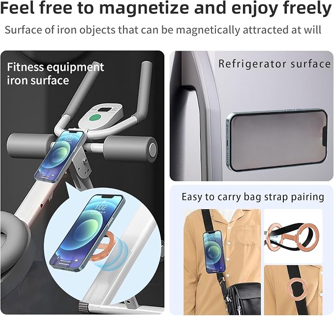 Double Magnetic Phone Ring Holder for MagSafe 360°Rotation Finger Grip Stand Adjustable Cellphone Magnetic Kickstand Mag Safe Accessories for iPhone 16/15/14/13/12 Series Rose Gold