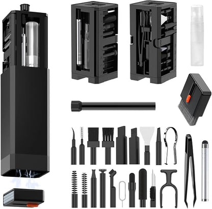 32-in-1 Keyboard Cleaning Kit for MacBook Laptop Computer, Earbud Cleaner Kit for Airpod Earphones, Multi-Function PC Electronic Cleaner Kit for iPhone Cell Phone Camera (Black)