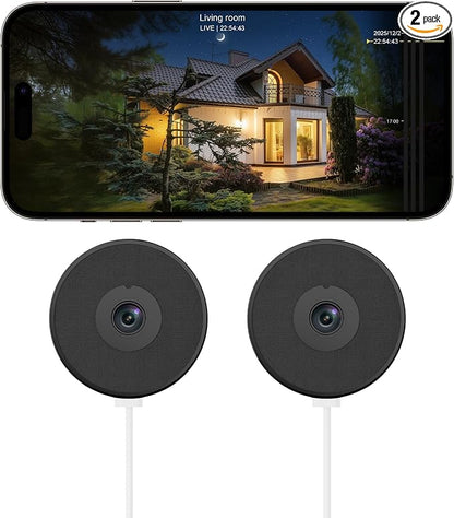 Window Camera 2 Pack, 4MP Indoor Camera with Phone App, Dual-Band WiFi 6 Cameras for Home Security with Full Color Night Vision, AI Person & Motion Detection, 24/7 Recording, Compatible with Alexa