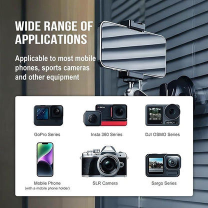 Suction Car Phone Mount Windshield, Universal 360° Rotating Car Window Phone Mount Video Recording Vlog Selfie Live Streaming Car Phone Holder for DJI GoPro Insta 360 Camera