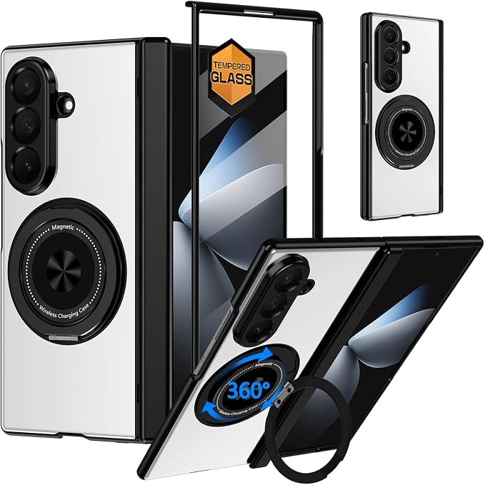 Hekodonk for Galaxy Z Fold 8 Ultra Case with 360 Rotatable Stand,[Compatible with MagSafe][Front Screen Protector],Magnetic Ring Holder with Hinge Protective Case for Samsung Z Fold 8 Ultra,Sliver