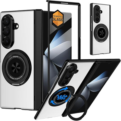 Hekodonk for Galaxy Z Fold 8 Ultra Case with 360 Rotatable Stand,[Compatible with MagSafe][Front Screen Protector],Magnetic Ring Holder with Hinge Protective Case for Samsung Z Fold 8 Ultra,Sliver