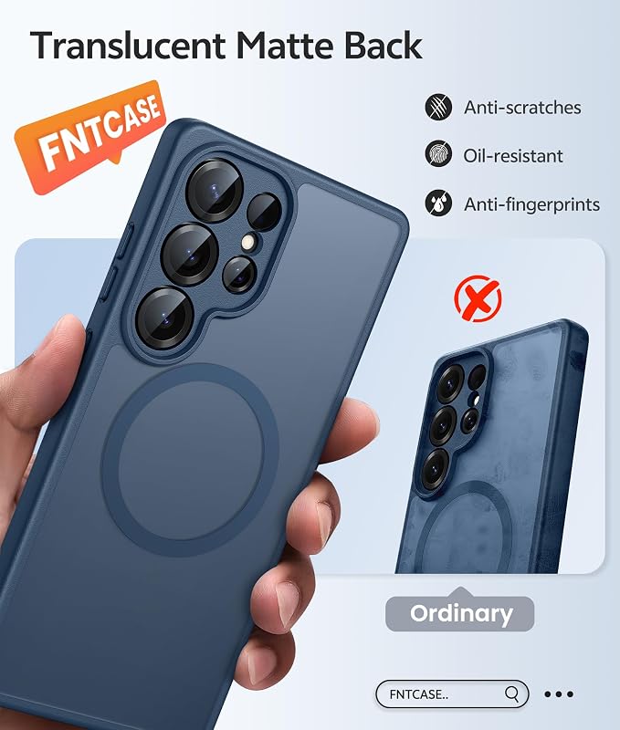 FNTCASE for Samsung Galaxy S26 Ultra Case, Compatible with Magsafe Blue | Screen Protector, Full Camera Protection, Translucent Matte, 14FT Military Grade Drop Proof, Protective Phone Cover