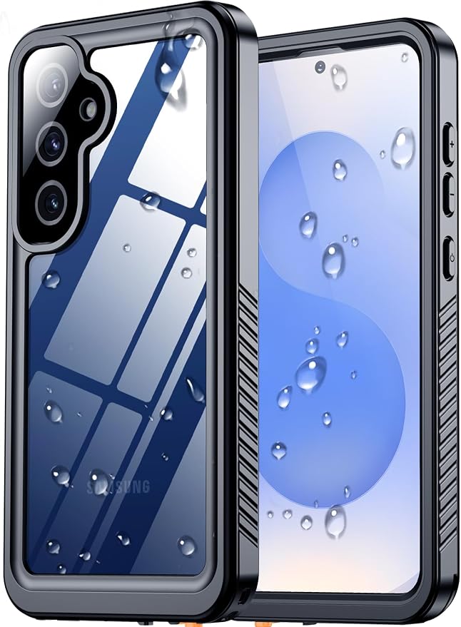 SPIDERCASE Upgraded for Samsung Galaxy S25 Plus Case Waterproof,Built-in Screen & Camera Lens Protector[IP68 Underwater] [Military Grade Shockproof] Full Body Protection Phone Case,Black/Clear