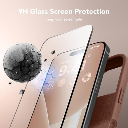 GONEZ Magnetic for iPhone 16 Pro Max Case, Compatible with MagSafe, Liquid Silicone Case, with Screen Protector + Camera Protector, Full Body Protective Shockproof Phone Cover 6.9", Brown