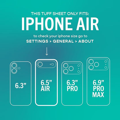 Smartish® iPhone Air Screen Protector + Camera Lens Covers - Tuff Sheet - 2-Pack Tempered Glass 9H Easy Install Frame Case-Friendly - Dynamic Island for Apple iPhone Air - Clear 2-Pack