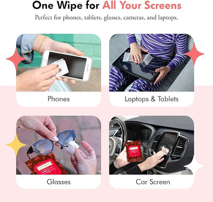 Well-Kept Tech & Lens Wipes - Eyeglass, Screen & Phone Cleaning, Multi-Surface, Lint-Free, Pre Moistened, Streak-Free & Non Scratching - Texas Hold Em, 6 Pack (90 Count)