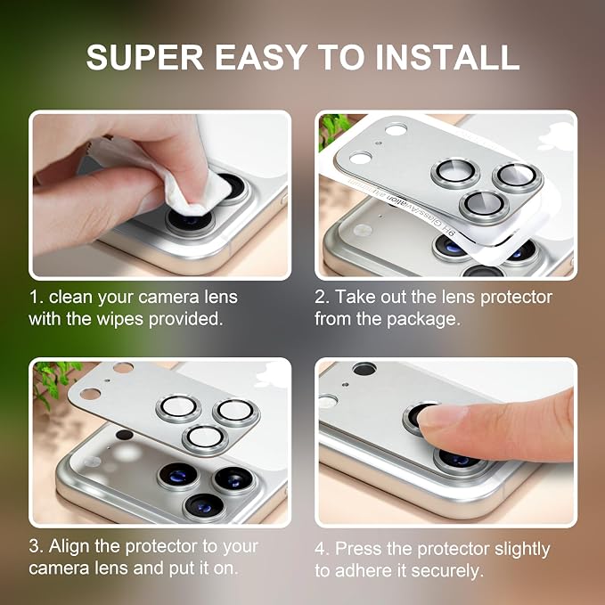 beuxece Compatible for iPhone 17 Pro Camera Lens Protector, Matte Metal Tempered Glass Rear Camera Screen Cover Accessories [Military Grade Shatterproof] [Strong Adsorption] - Silver