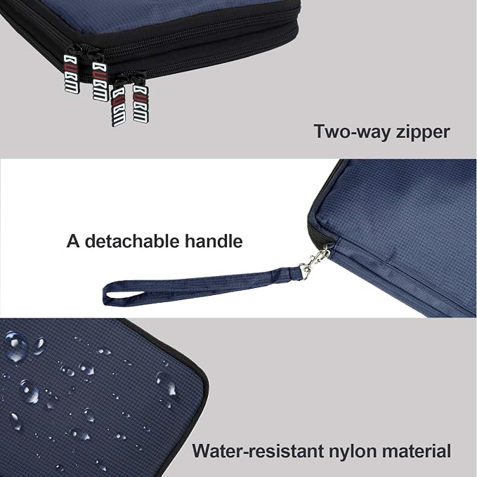 BUBM Double Layer Electronics Organizer, Travel Gadget Bag for Cables, Memory Cards, Flash Hard Drive and More, Fit for iPad or Tablet(up To 9.7")--Large, Dark Blue | Travel Gadget Bag For Cables, Memory Cards, Flash Hard Drive and More, Fit For iPad o...