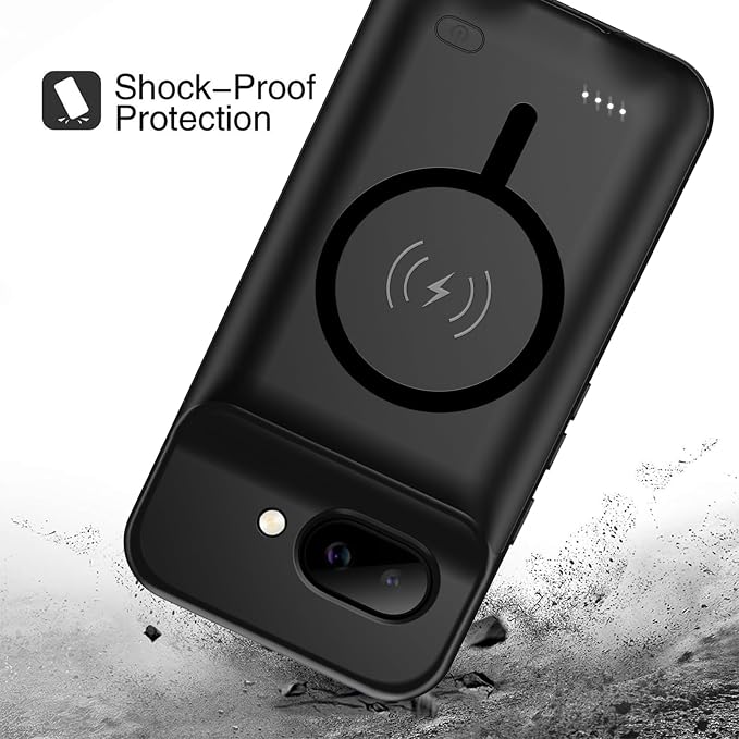 Battery Case for Pixel 9a, Upgraded 10000mAh Battery Pack Rechargeable Charger Case with Wireless Charging Compatible for Pixel 9a(6.3 inch) External Charging Cover(Black)