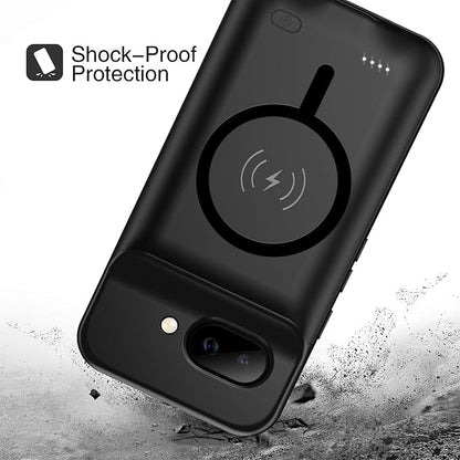 Battery Case for Pixel 9a, Upgraded 10000mAh Battery Pack Rechargeable Charger Case with Wireless Charging Compatible for Pixel 9a(6.3 inch) External Charging Cover(Black)