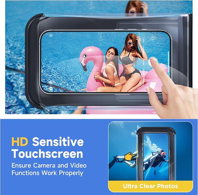 [2 Pcs] Humixx Floating Waterproof Phone Pouch [Sponge 20X Super Buoyancy] [Beach Travel Essentials], IP68 Waterproof Case Dry Bag for iPhone 15/14/13 Pro Max Samsung 24/23/22 Ultra Google Up to 8.8”
