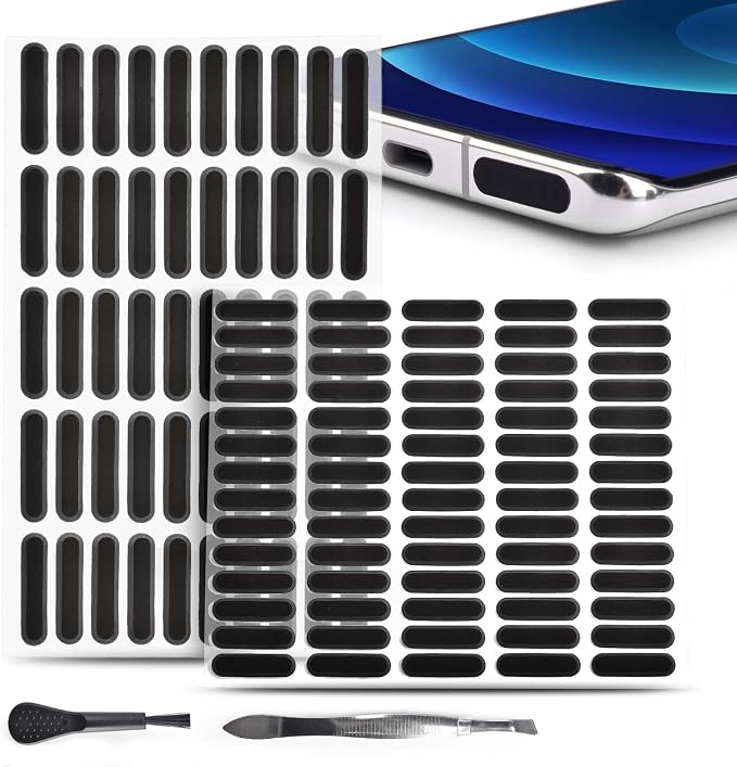 120Pcs Phone Speaker Cover Phone Speaker Dustproof Stickers Phone Speaker Dust Protector Cover Anti Dust Sticker Speaker Dust-Proof Cover Kit with Cleaning Brush & Tweezer