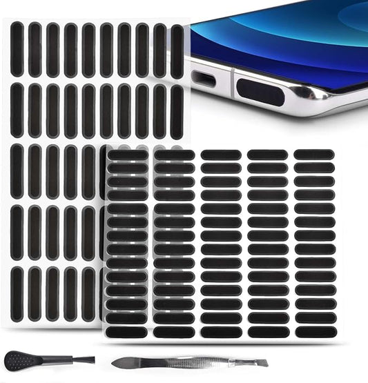 120Pcs Phone Speaker Cover Phone Speaker Dustproof Stickers Phone Speaker Dust Protector Cover Anti Dust Sticker Speaker Dust-Proof Cover Kit with Cleaning Brush & Tweezer