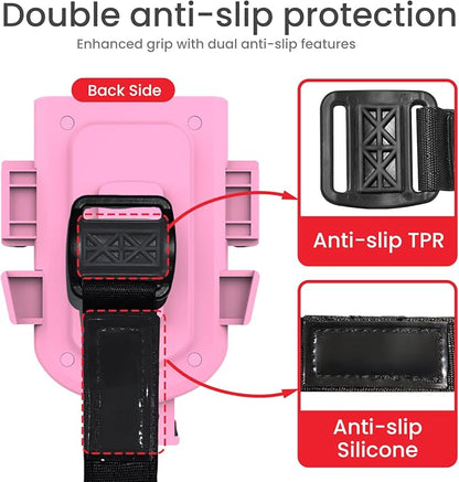 Baby Stroller Phone Holder, Bike Phone Holder, Shopping Cart, Motorcycle Phone Mount, Golf Cart, Push Cart, Treadmill, Universal- iPhone, Cell Phone Clamp (Pink)
