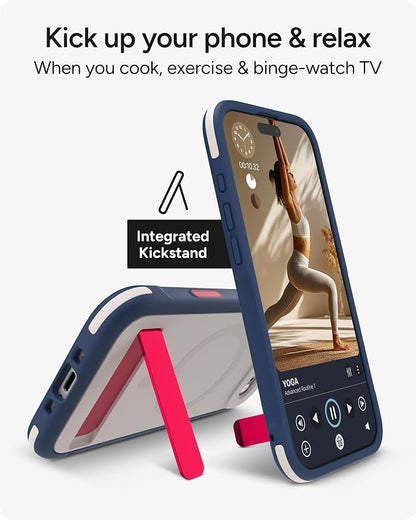 ZAGG Sedona Snap Case with Kickstand for iPhone Air - Red Light & Blue, Drop Protection (13ft/4m), Multi-Layer Protection, with Camera Button, MagSafe Phone Case with Impact-Absorbing Bumpers