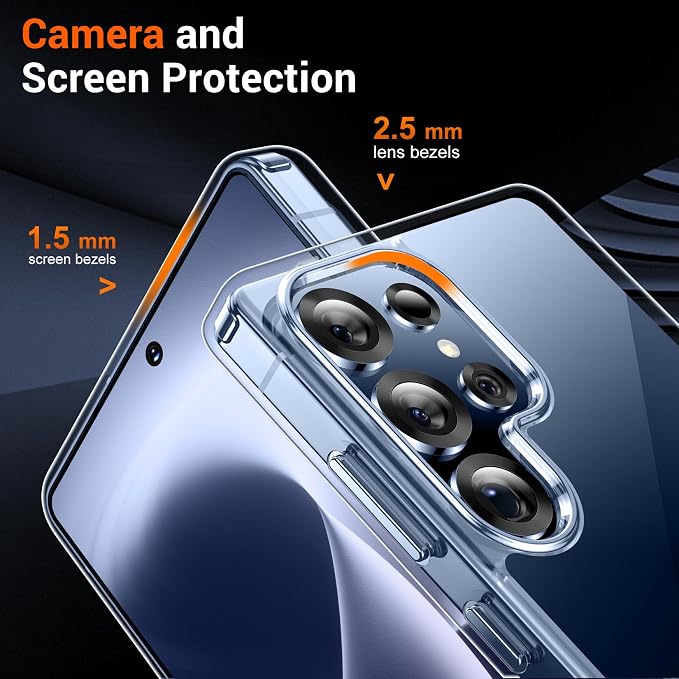 Temdan Designed for Samsung Galaxy S25 Ultra Case,[Built in Hidden Kickstand][Military Grade Drop Protection] [Never Yellowing] Slim Thin Phone Case for Galaxy S25 Ultra Case 6.9"- Crystal Clear