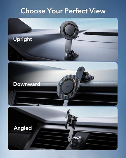 ESR for MagSafe Car Mount, Upgraded Dashboard Magnetic Phone Holder for Car, 360° Rotation, Car Phone Holder Mount for iPhone 17/16/16e/15/14/13/12, S25, Pixel 10, Strong Magnets(with 2 Metal Rings)