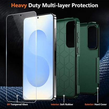 SPIDERCASE Designed for Samsung Galaxy S25 Plus Case, [10 FT Military Grade Drop Protection],2 Pack [Tempered Glass Screen Protector+Camera Lens Protector] Heavy Duty Shockproof Case,Deep Green
