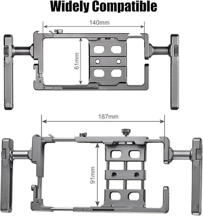 PCR-01 Smartphone Cage Universal Phone Video Rig Kit with Handle, Phone Stabilizer for Video Recording Cell Phone Filming Accessories