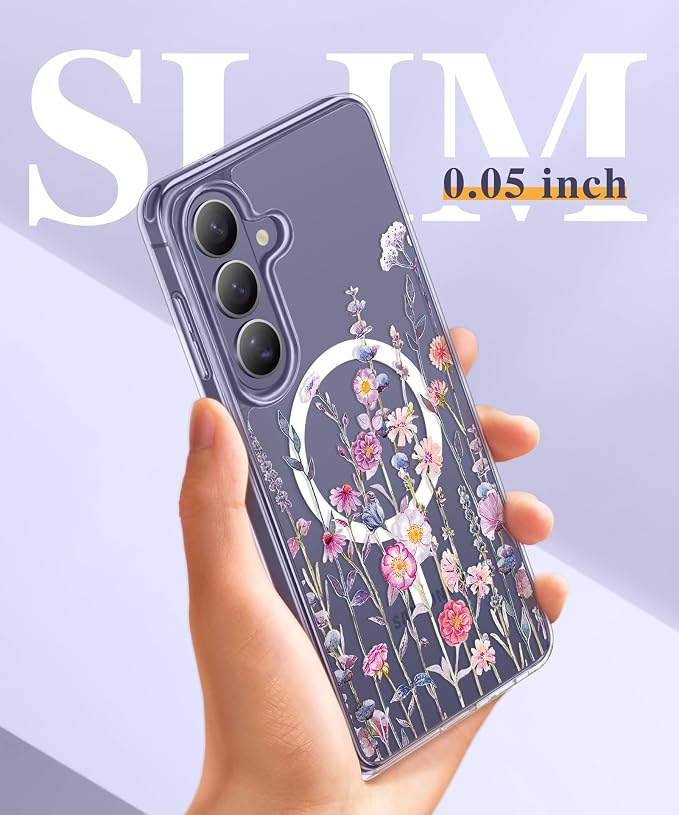 GVIEWIN for Samsung Galaxy S26 Case Compatible with MagSafe, Clear Floral Shockproof Protective Women Phone Case, Non-Yellowing, Screen & Camera Lens Protector for Galaxy S26 6.3", Floratopia/Colorful