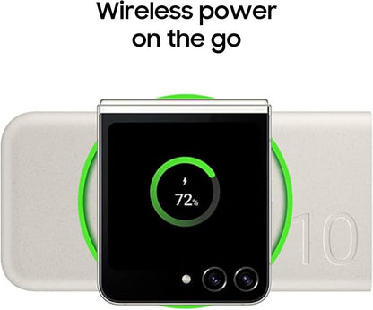 SAMSUNG 25W 10,000mAh Battery Pack Wireless Charger, Super Fast Charging w/ 2 Ports for Galaxy Phones, Buds and More, 3A USB-C Cable Included, 2024, US Version, EB-U2510XUEGUS. Beige