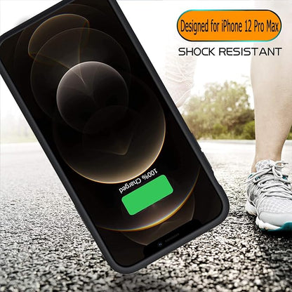 Battery Case for iPhone 12 Pro Max, 12000mAh High Capacity Rechargeable Smart Portable Charger Case Extended Battery Pack with iPhone 12 Pro Max (6.7 inch) Wireless Charging Case Support Carplay-Black