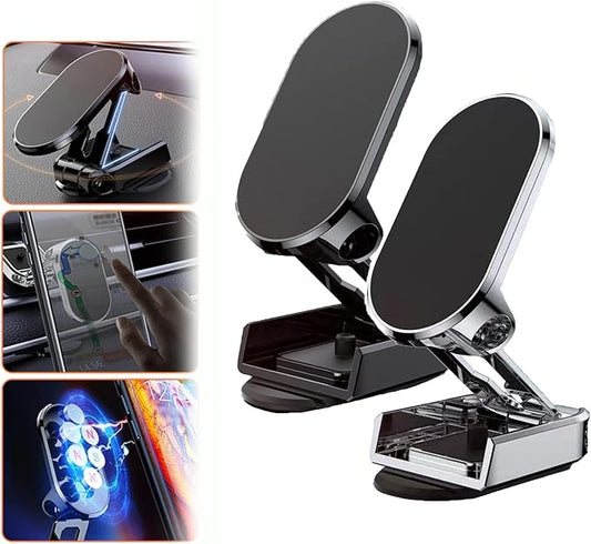 2025 New Alloy Folding Magnetic Car Phone Holder, Magnetic Car Phone Holder Mount Rotatable (2Set)