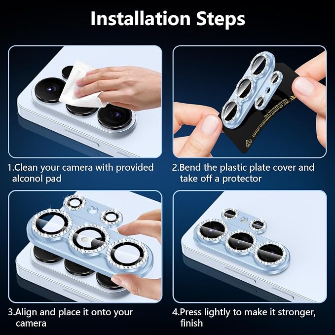 for Samsung Galaxy S26 Ultra Camera Lens Protector, Electroplated Matte Back with 9H Tempered Glass Lens Protector, [Strong Adsorption] [Case-Friendly] Metal Ring HD Lens Cover, Blue Diamond