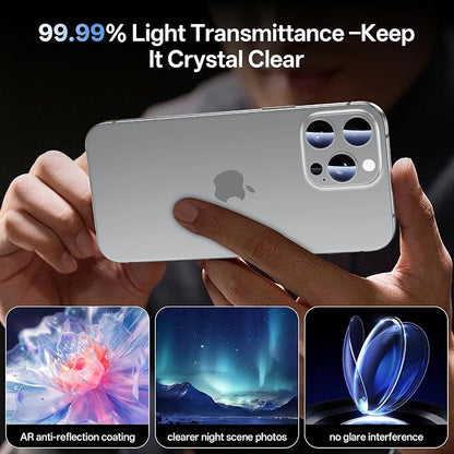 Camera Lens Protector for iPhone 16 Pro Max/iPhone 16 Pro-Single Piece,Ultra Thin Aluminum Alloy Frame,9H Dual-Strength Glass with 99% AR Light Transmittance,Case Friendly,Grey Titanium