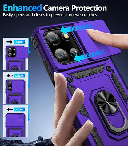 Taisairu for Motorola Moto G 2025/G 2026/G Play 2026 Case with Screen Protector & Slide Camera Lens Cover, Built-in Ring Stand Case for Moto G 2026/G 2025/G Play 2026 (Purple)