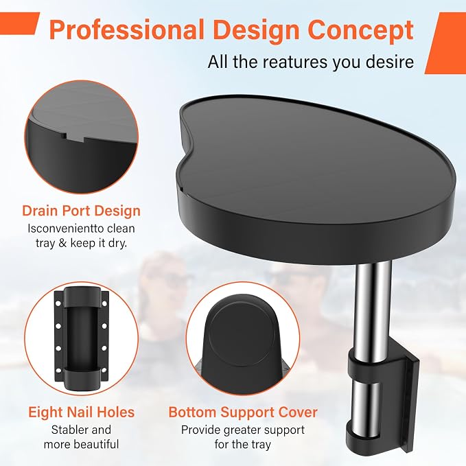 Hot Tub Tray,Hot Tub Drink Holder 360° Rotation,Non-Slip Heavy Duty Hot Tub Table Tray,Design Spa Tray Cup Holder for Hot Tub