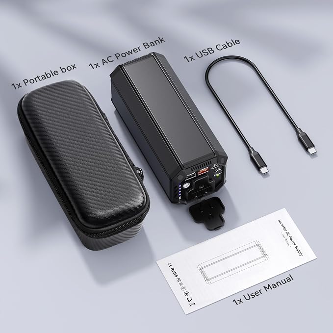 Portable Power Bank with AC Outlet, 100W Portable Laptop Charger, 98Wh/27000mAh High Capacity with 65W PD USB C Laptop Battery Bank, Backup Power Source for Business Travel and Outdoor Activities