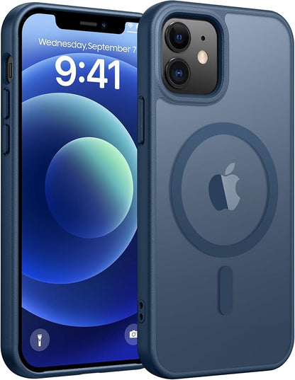 FNTCASE for iPhone 13 Mini Case: for iPhone 12 Mini Case [Compatible with Magsafe] Translucent Matte Magnetic Phone Cover - Military Grade Drop Protection Shockproof Protective Cases - Blue
