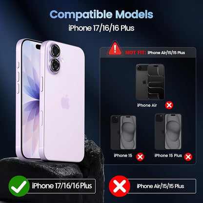 CACOE Camera Lens Protector for iPhone 16/16 Plus/17 - Metal Frame Tempered Glass Cover, [Anti-Scratch] [Drop-Proof][Strong-Adhesion] Camera Screen Cover(Purple)