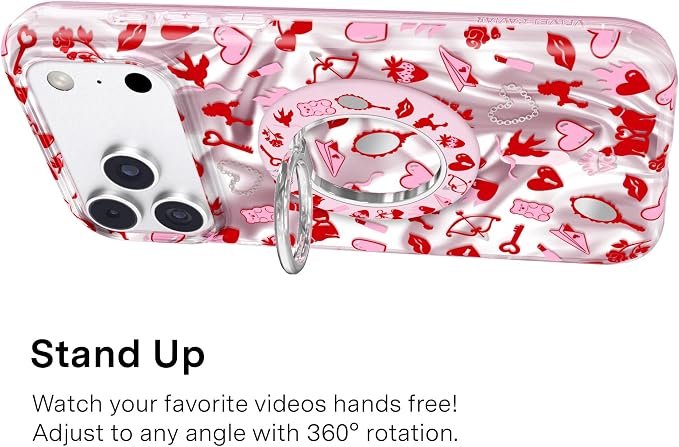 VELVET CAVIAR Compatible with MagSafe Phone Grip 2.0 | Cute Magnetic Ring Holder | Finger Loop Kickstand | Pop On Accessory for iPhone 17, 16, 15, 14, 13, 12 | Lover Girl Holo
