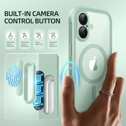 BERFY for iPhone 17 Case, Compatible with MagSafe, Built-in Privacy Screen Protector, Camera Protection, Shockproof Full Body Phone Case 6.3", Clear Green