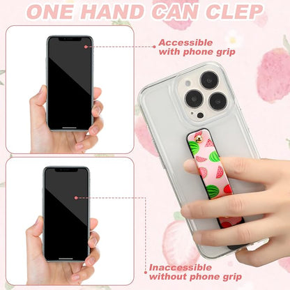 Weewooday 6 Pieces Phone Grip Holder Cell Phone Grip Strap Telescopic Finger Strap Stand Universal Finger Kickstand for Most Smartphones(Fruit)