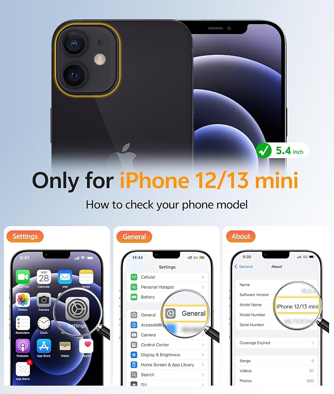 FNTCASE for iPhone 13 Mini Case: for iPhone 12 Mini Case [Compatible with Magsafe] Translucent Matte Magnetic Phone Cover - Military Grade Drop Protection Shockproof Protective Cases - Black