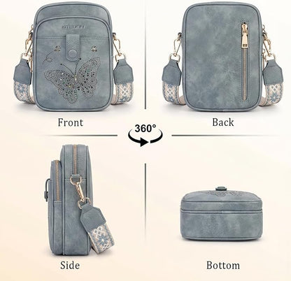 KITEVIUN Crossbody Bags for Women Leather Crossbody Purse Small Shoulder Phone Purse with Adjustable Strap & RFID Card Slots