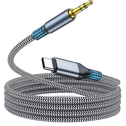 Aux to USB C, 10ft Aux Cord to USB C Compatible with iPhone 15/16/17, Galaxy S225/S24/23, iPad Pro, Pixel - Type C to 3.5mm Cord for Car, Headphones, Speakers