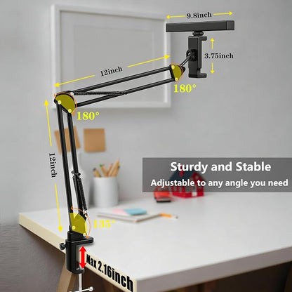 Desk Selfie Light with Overhead Phone Mount, Adjustable Arm & Phone Holder, USB Powered Video Light for Content Creation, Photo Shooting, Live Streaming，Video Recording